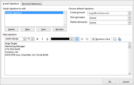 Opening the Signatures dialog in classic Outlook for Windows from a new email
