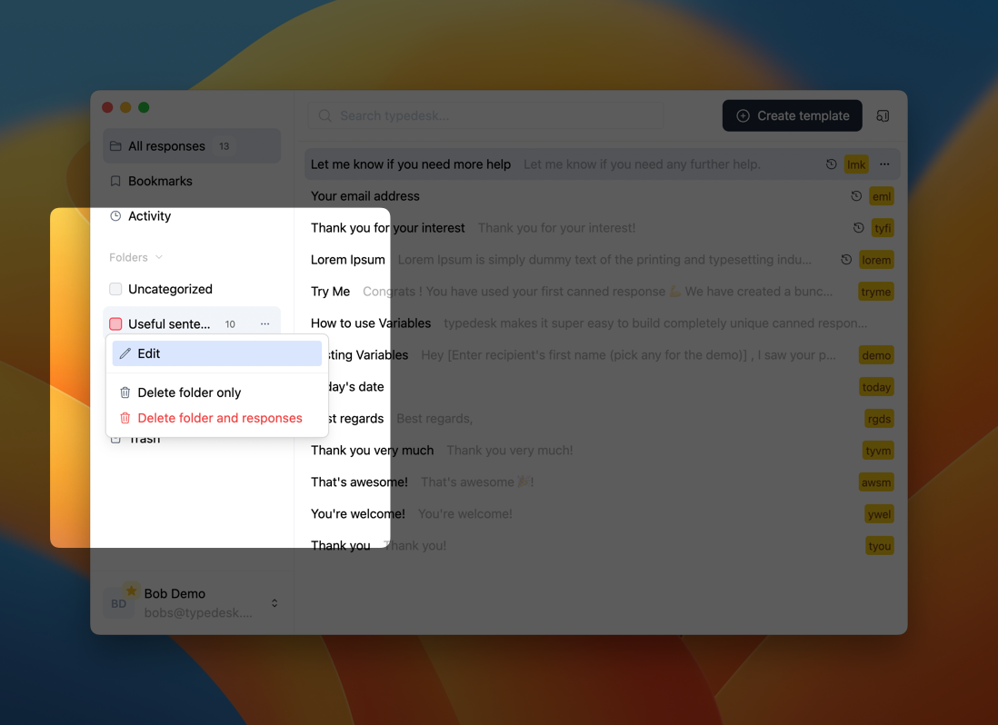 How can I share my canned responses with my team?