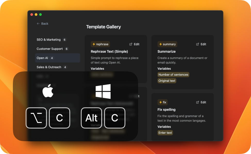 Response Templates Productivity software Saved Replies Mac text expansion Typing shortcuts